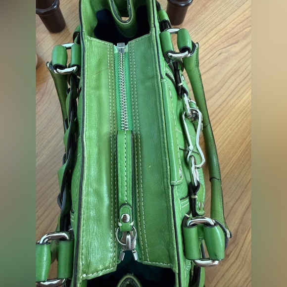 COACH HAMPTON PEBBLED LEATHER BRAIDED SATCHEL LIME GREEN #F13084 - Picture 10 of 12